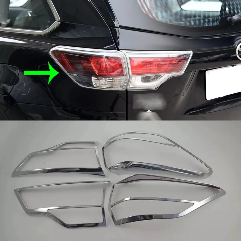 Car Accessories Exterior Decoration ABS Chrome Rear Tail Light Lamp Cover Trim 4pcs For Toyota Highlander 2015 Car-styling | Автомобили и