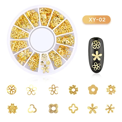30 стилей украшения для дизайна ногтей металлические заклепки высокое качество сплав аксессуары золото серебро Япония-Стиль 3D украшения для ногтей DIY N35AN - Цвет: XY-02