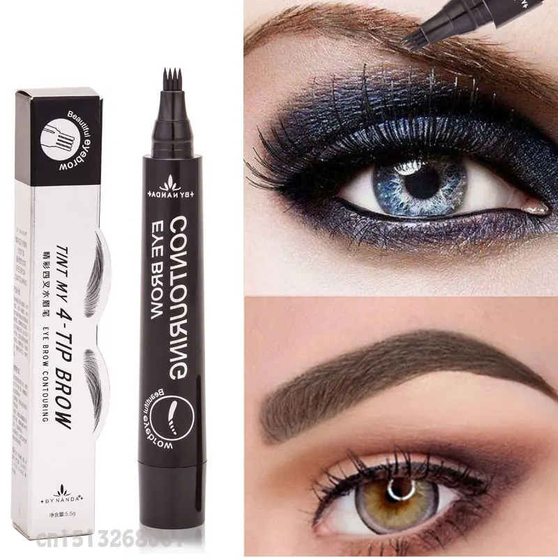 

Drop ship Waterproof Fork tip Eyebrow Tattoo Pen Microblading Tattoo Eyebrow Pencils 4 Head Fine Sketch Enhancer