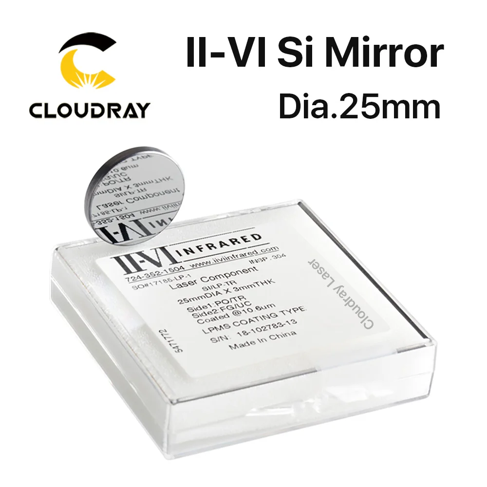  Cloudray II-VI Si Mirror Dia. 25mm Thk.3mm for CO2 Laser Engraving Cutting Machine Free Shipping