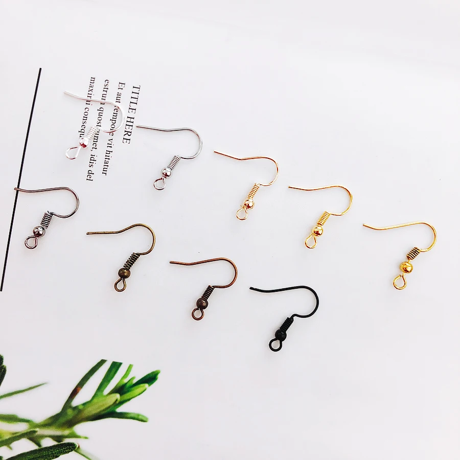 

100pcs/lot Colors Fashion Cheap Beads Iron Ear Hook Clasp With Bead Charms Earring Wires Fit DIY Jewelry Findings wholesale