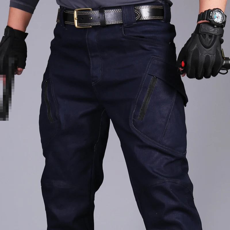 Nouveau IX7 SWAT Style Militaire Cargo Jeans Hommes Casual Moto Denim Biker Jeans Stretch Multi