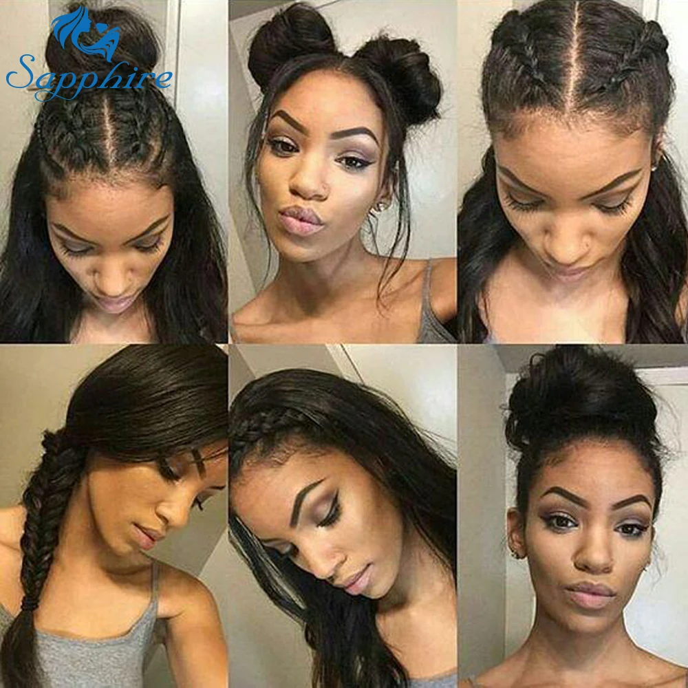 

Sapphire Brazilian Lace Front Human Hair Wigs For Women Remy Hair Straight Lace Front Wigs With Baby Hair Full End Natural Black