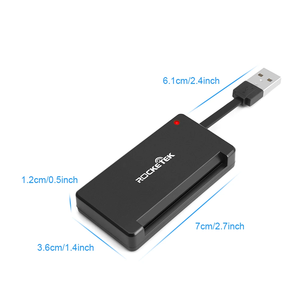 Rocketek USB 2.0 Smart Card Reader CAC ID,Bank card,sim card cloner connector cardreader adapter computer pc laptop accessories
