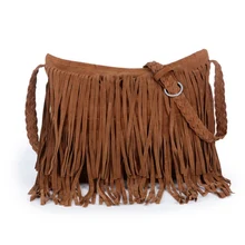 Women Tassel Fringe Faux Suede Shoulder Messenger Crossbody Bag Handbag Purse Black Women Tassel Fringe Faux Suede Shoulder Messenger Crossbody Bag Handbag Purse Black