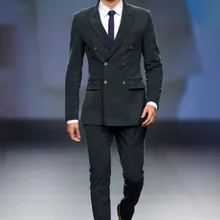 Модный портной черный смокинг для жениха двубортный приталенный мужской свадебный костюм повседневный мужской костюм(куртка+ брюки) terno