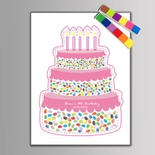 Personalized Custom Name Date Art Canvas painting Fingerprint Signature Child Birthday Party Gift Favors Happy Birthday Decor