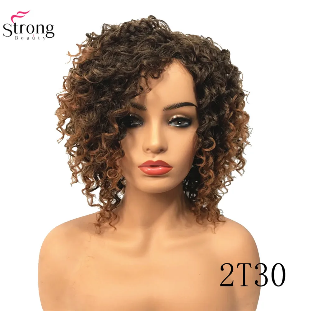 Парики из искусственных волос без шапочки-основы короткий кудрявые парики для женщин красный/черный/блондин парик из натуральных волос - Цвет: 2T30