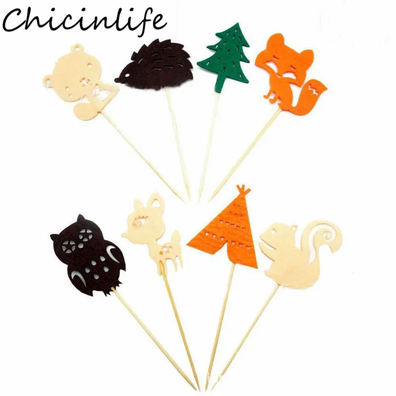 

Chicinlife 8Pcs Woodland Forest Animals Cupcake Topper Happy Birthday Party Baby Shower Kids Favors Cake Accessories Supplies