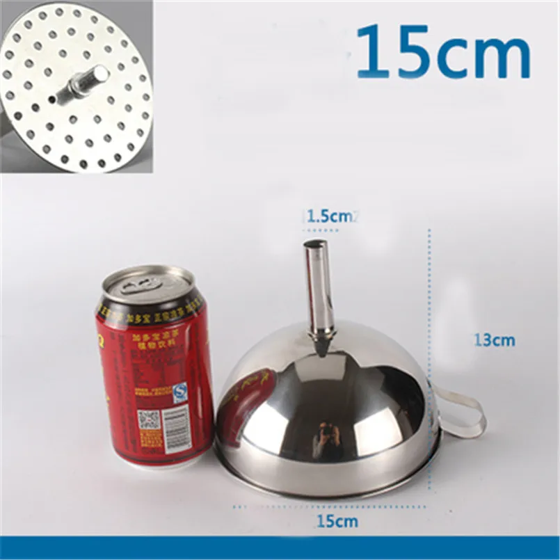 15cm funnel XMT-HOME воронки из нержавеющей стали, кухонный дозатор масла, утечка толстой воронки с сетка для сливного отверстия, немагнитная Воронка для вина - Цвет: 15cm funnel