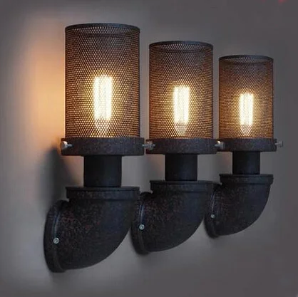 

loft wroguht iron Water pipe wall lamp vintage aisle lights loft iron wall lamp 110-240V