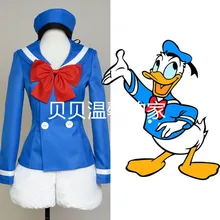 Donald duck traje de la mascota cosplay traje azul donald duck dress traje de marinero uniforme para la mujer o el hombre