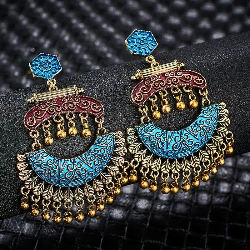 SHUANGR цыганские украшения индийские длинные маленькие серьги-подвески Jhumka