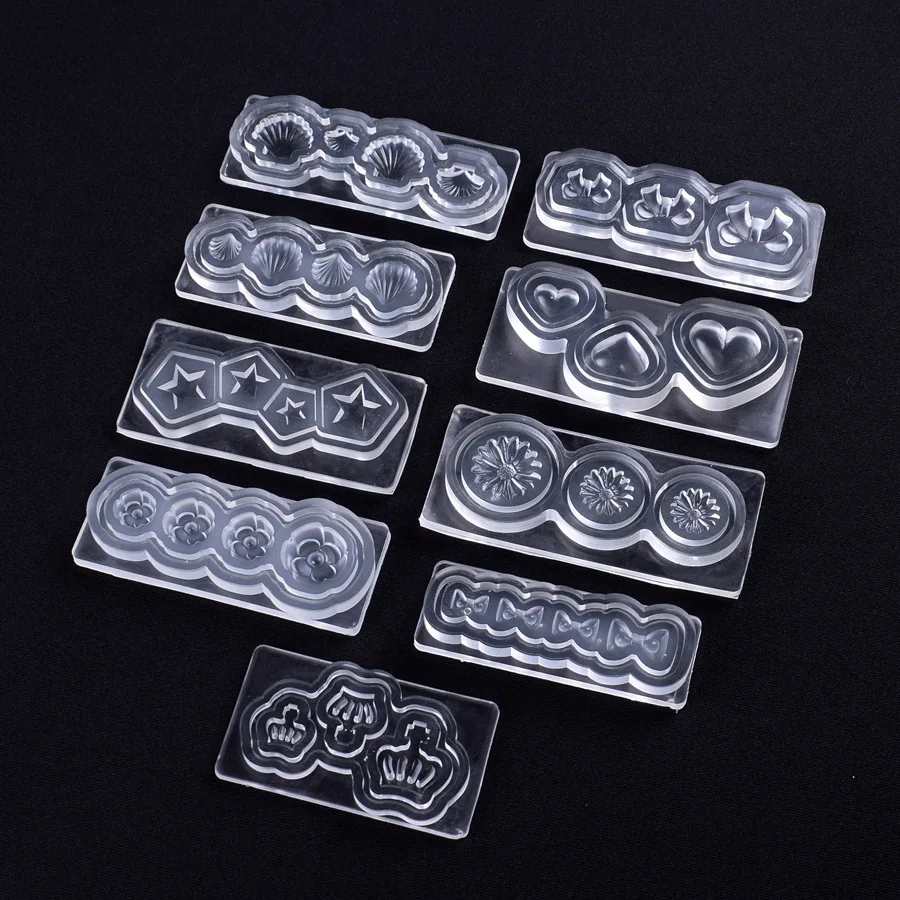 

Heart star and shell epoxy clear silicone mold bowknot flower and crown shape jewelry resin mould chocalate cake decoration form