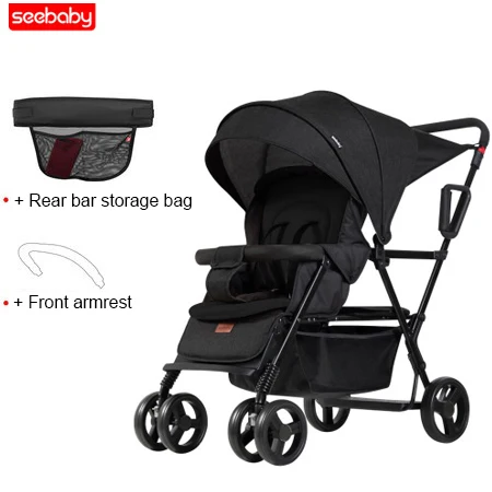 Seebaby Fold Twins детская коляска, двойная коляска, два сиденья, может стоить/сидеть, подходит для новорожденных, детская коляска - Цвет: Black