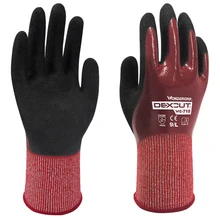 Водостойкие маслостойкие защитные перчатки HPPE стекловолокна нитриловые устойчивые к порезам нефтяные газовые рабочие перчатки