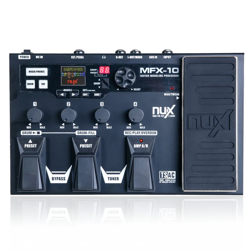 NUX MFX-10 Multi-Effects Processor Guitar Pedal, 55 Effect types, AUX-in, LCD Display