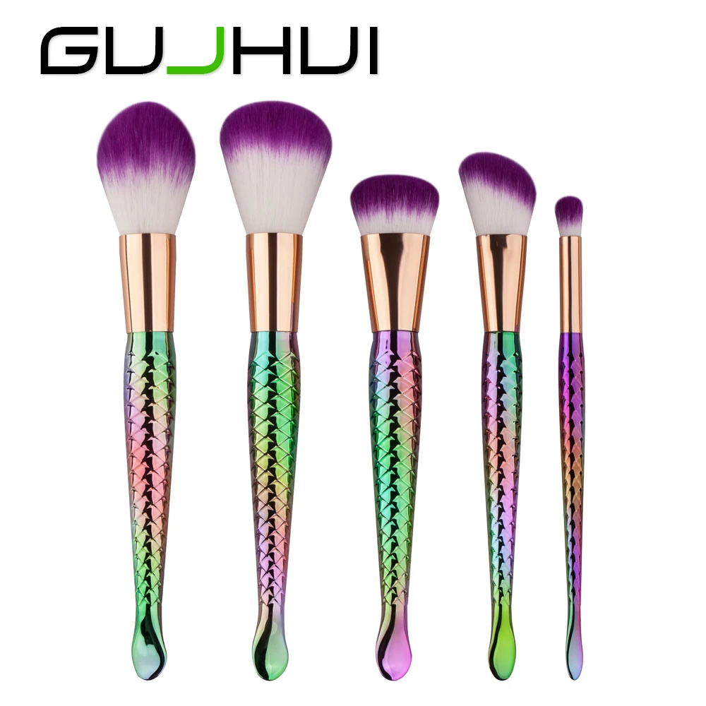 5Pcs rainbow Mermaid Makeup Brushes Set for Foundation Eyebrow Eyeliner Blush Concealer blending Brushes Cosmetic Beauty