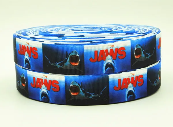 

10 yards lot 7/8inch 22mm 140831002 jaws design printed grosgrain ribbon