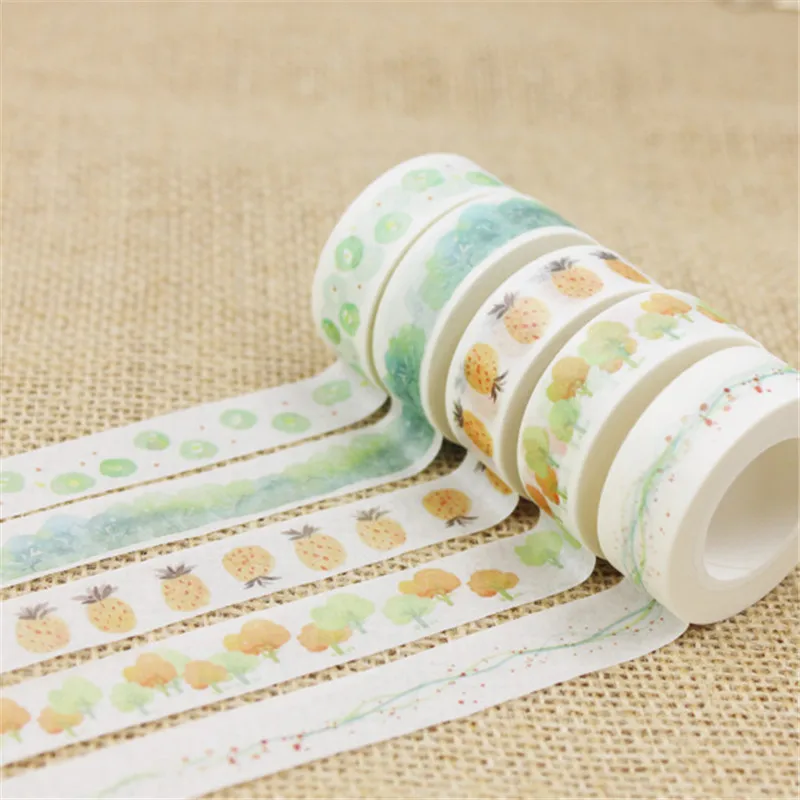 

1Pc/Pack Size 15 mm*10m Kawaii Scrapbooking Tools DIY Stripes,Gold Pineapple & Dots Japanese Paper Foil Washi Tapes Masking Tape