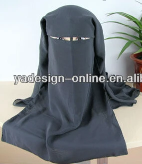 HOT LONG veil niqab three layers muslim black dark grey MASK ISLAMIC niqabs | Тематическая одежда и униформа