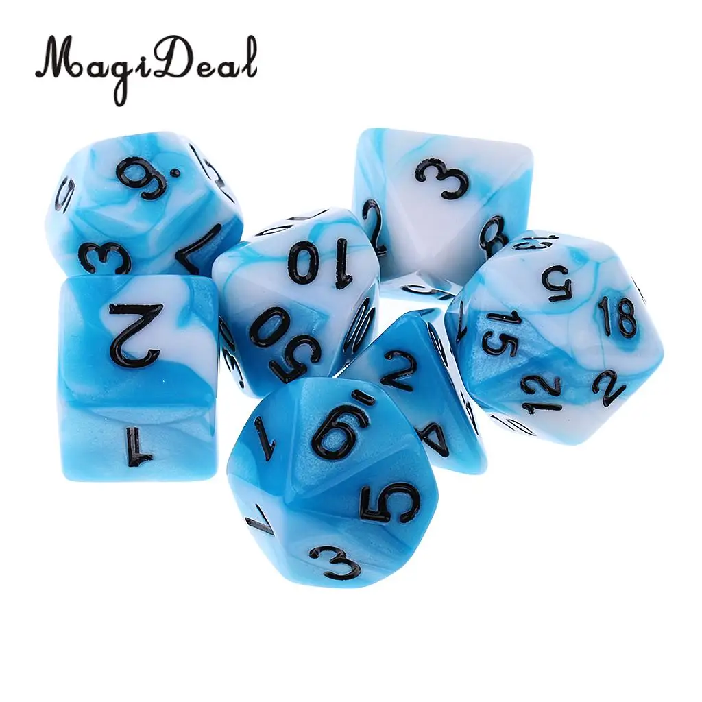 7Pcs Acrylic Polyhedral Dice 16mm D20 D12 D10 D8 D6 D4 for Dungeons & Dragons DND MTG RPG Table Games Gag Toys Red Orange