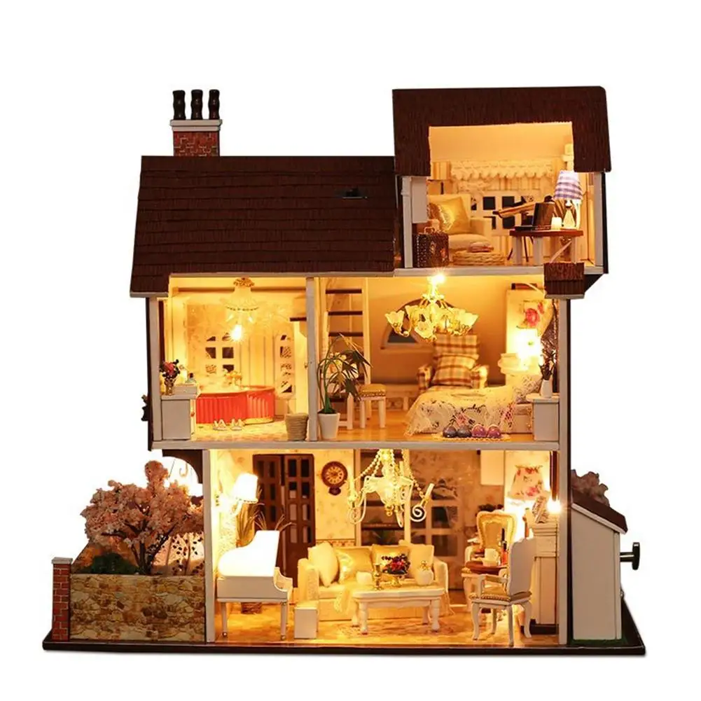 

Hand-Assembled DIY Houses-Flower Town For Birthday Gift and Home Decoration Single Villa Apartment