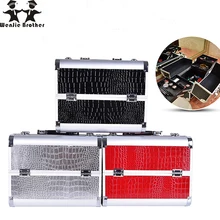 2016 Hot professional Aluminium PU Make up Box Makeup Case Beauty Case Cosmetic Bag Multi Tiers Lockable Jewelry Box for gift