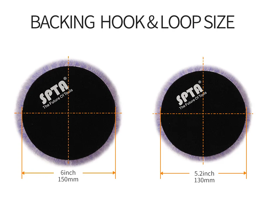 SPTA, 6 дюймов/5,2 дюймов, овечья шерсть, полировка, полировка, полировальные подушечки для автомобиля, Детализация, полировка, полировка