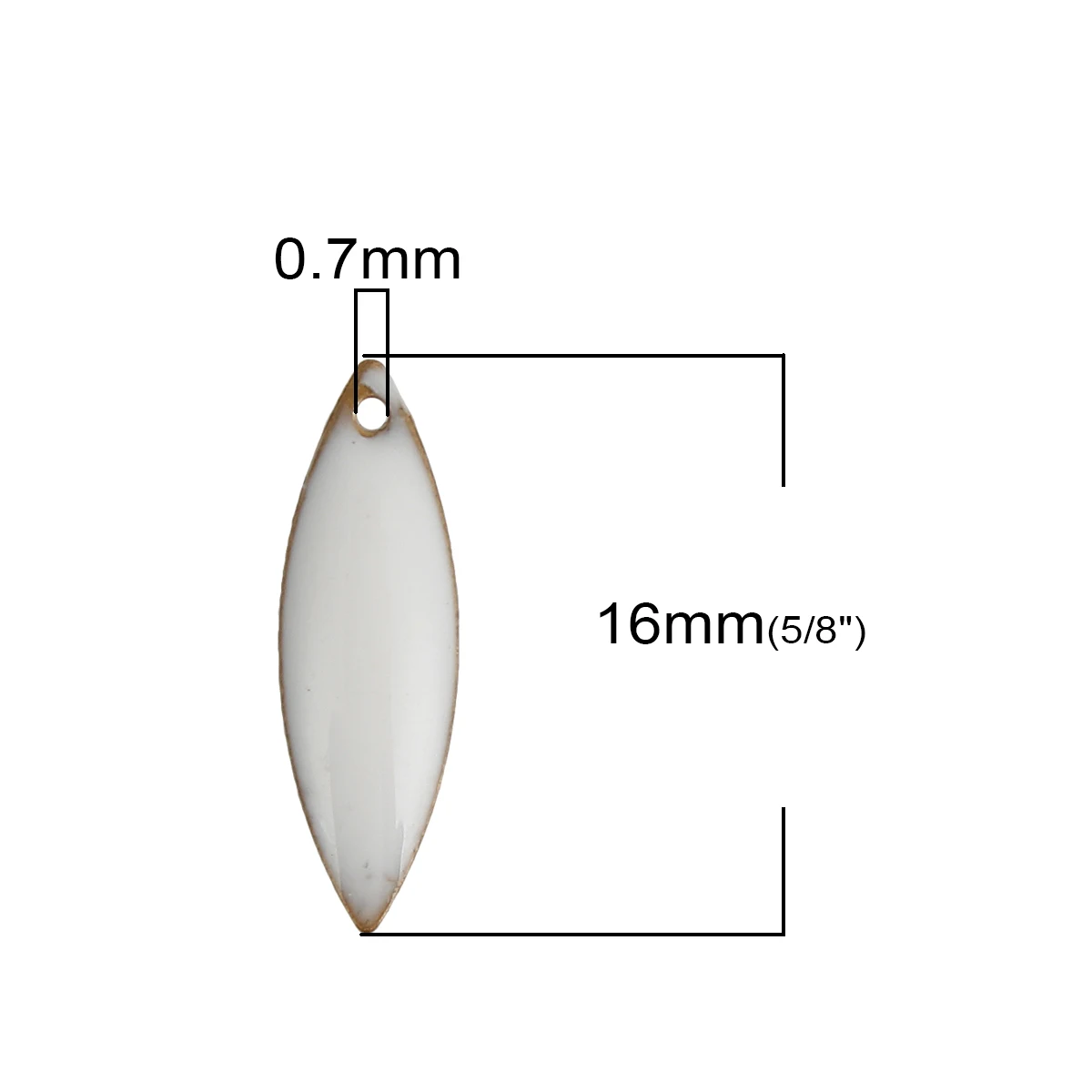 Медные эмалированные блестки амулеты маркиза Unplated белая эмаль 16 мм(5/") x 5 мм(2/8"), 10 шт - Окраска металла: 1