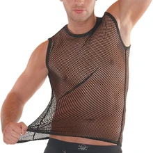 Модные мужские прозрачные сетчатые майки, мужские сексуальные тонкие прозрачные сетчатые майки с коротким рукавом, дышащие прозрачные облегающие майки