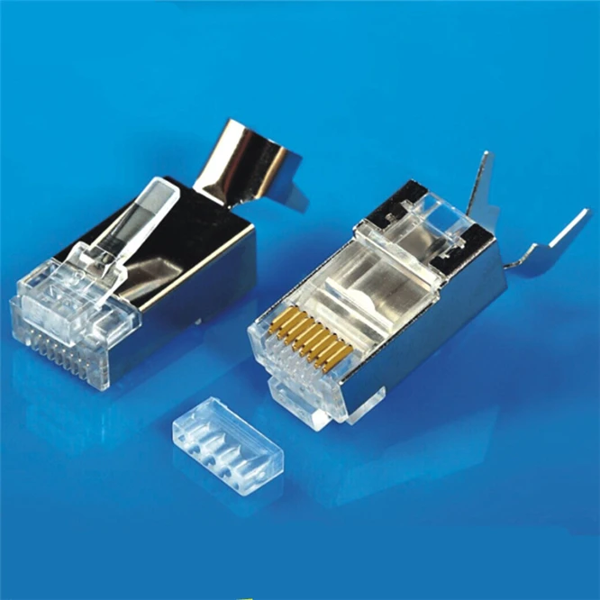 Cat 7 8P8C Позолоченные модульные клеммы зажим RJ45 разъем ethernet кабель Разъем CAT7 мужской сетевой металлический экранированный 100 шт