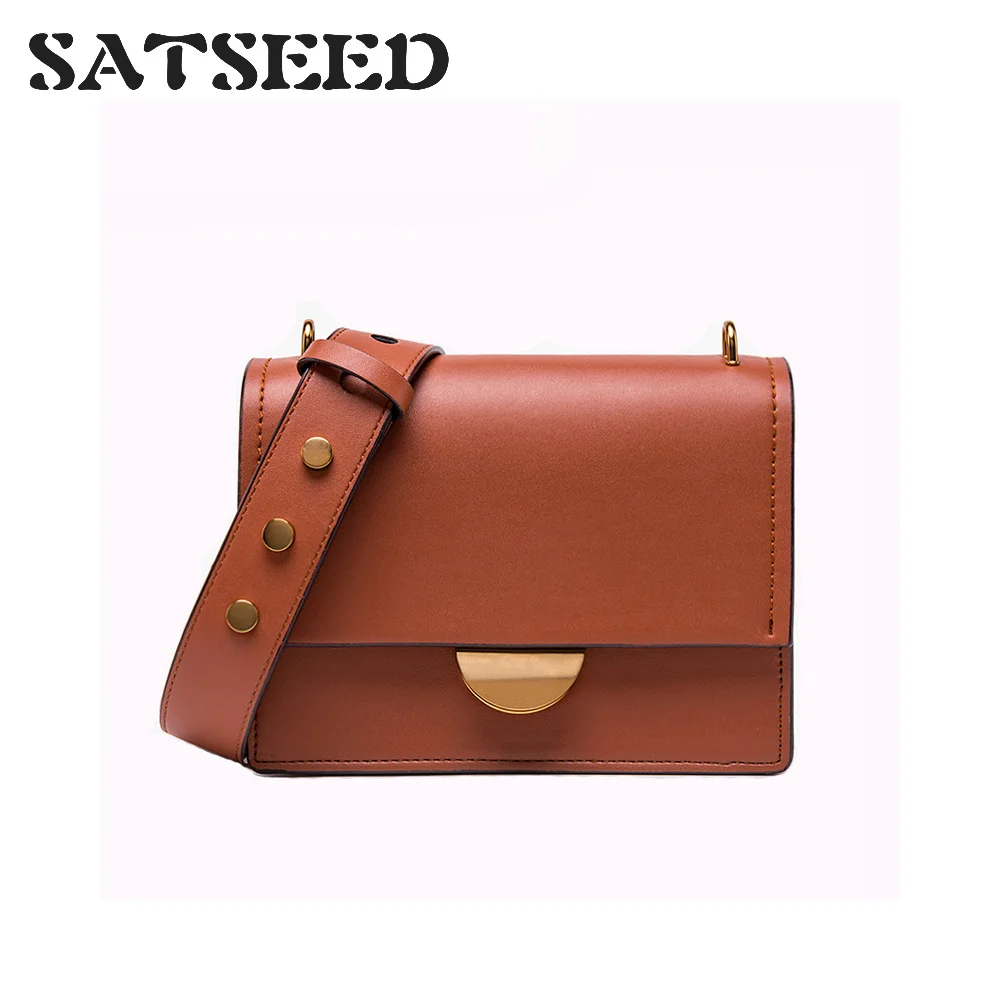 

Organ Bag Female 2019 New Semicircle Lock Small Square Wide Shoulder Strap Single Shoulder Oblique Bag