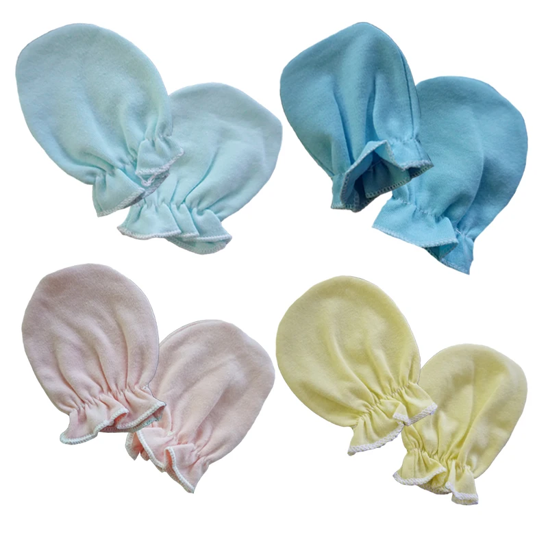 4PCS/LOT Fashion Baby Glove Solid Anti grasping Gloves Newborn