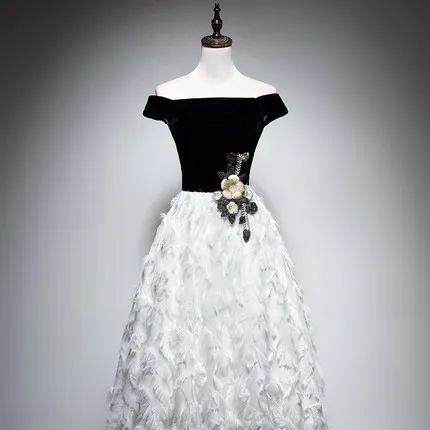 

100%real black velvet waist embroidery white tassels dress queen Victoria/customs size/stage performance/studio