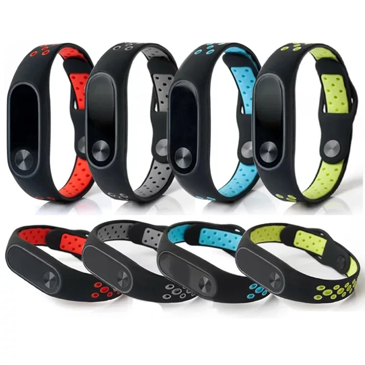 

DHL 100pcs/lot Double Color Wrist Strap For Xiaomi Mi Band 2 Silicone Bracelet For MiBand 2 Replacement Wristband Accessory