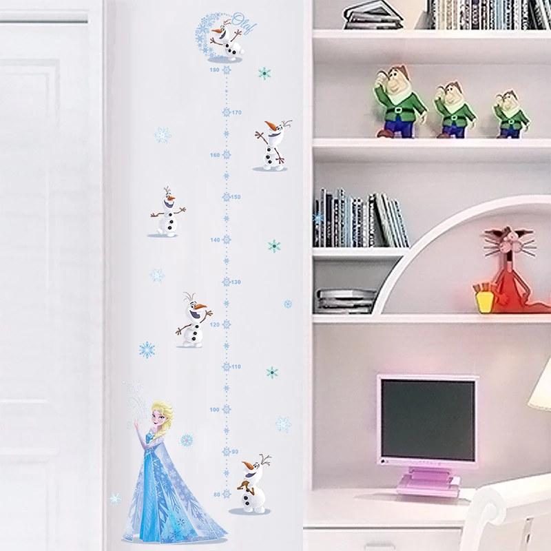 

Cartoon Olaf Elsa Wall Stickers For Kids Room Home Decoration Frozen Decal Anime Movie Mural Art Growth Chart For Height Measure