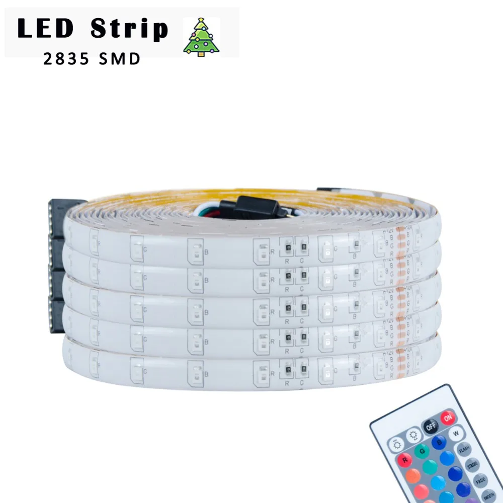 RGB Светодиодная лента 3528 SMD 60 светодиодов/м DC 12 В Высокая яркость 2835 300 светодиодов