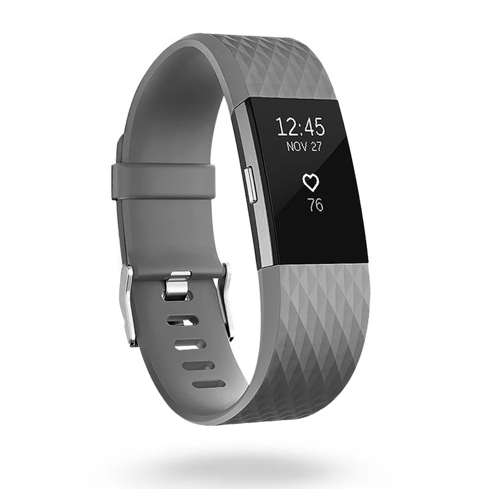 3D Силиконовые сменные ремешки для браслета Fitbit Charge 2 Смарт-часы Браслет для Fitbit Charge2 ремешок - Цвет: Серый