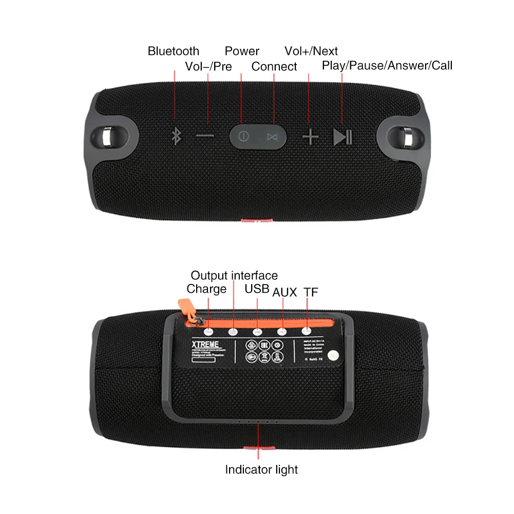 40 Вт Bluetooth Колонка Беспроводная портативная звуковая коробка бас стерео сабвуфер Micro USB TF карта FM 3,5 мм AUX USB 2,0 звуковая панель