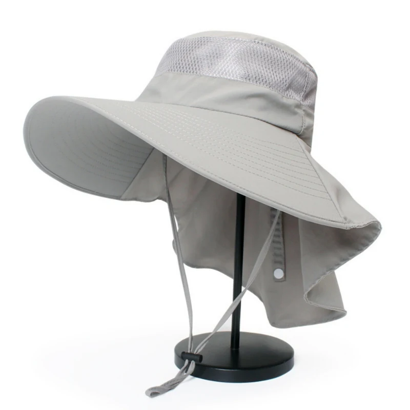 Waterproof Fishing Hats Outdoor Sun UV Protection Caps Breathable Hat Men Women Fishing Cap Wide Brim Hat for Hunting Hiking - Цвет: Синий