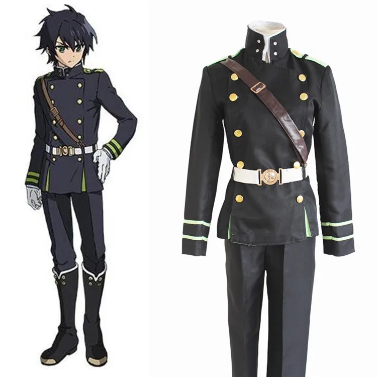 

Anime Seraph of the end Yuichiro Hyakuya Cosplay Costumes Coat Strap Belt Pants Military Uniform Suit