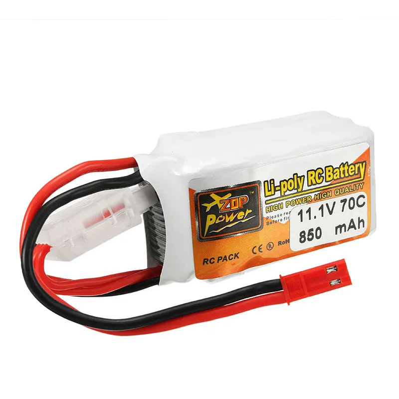 Аккумуляторная Lipo батарея ZOP power 11,1 В 850 мАч 70C 3 S Lipo батарея JST штекер