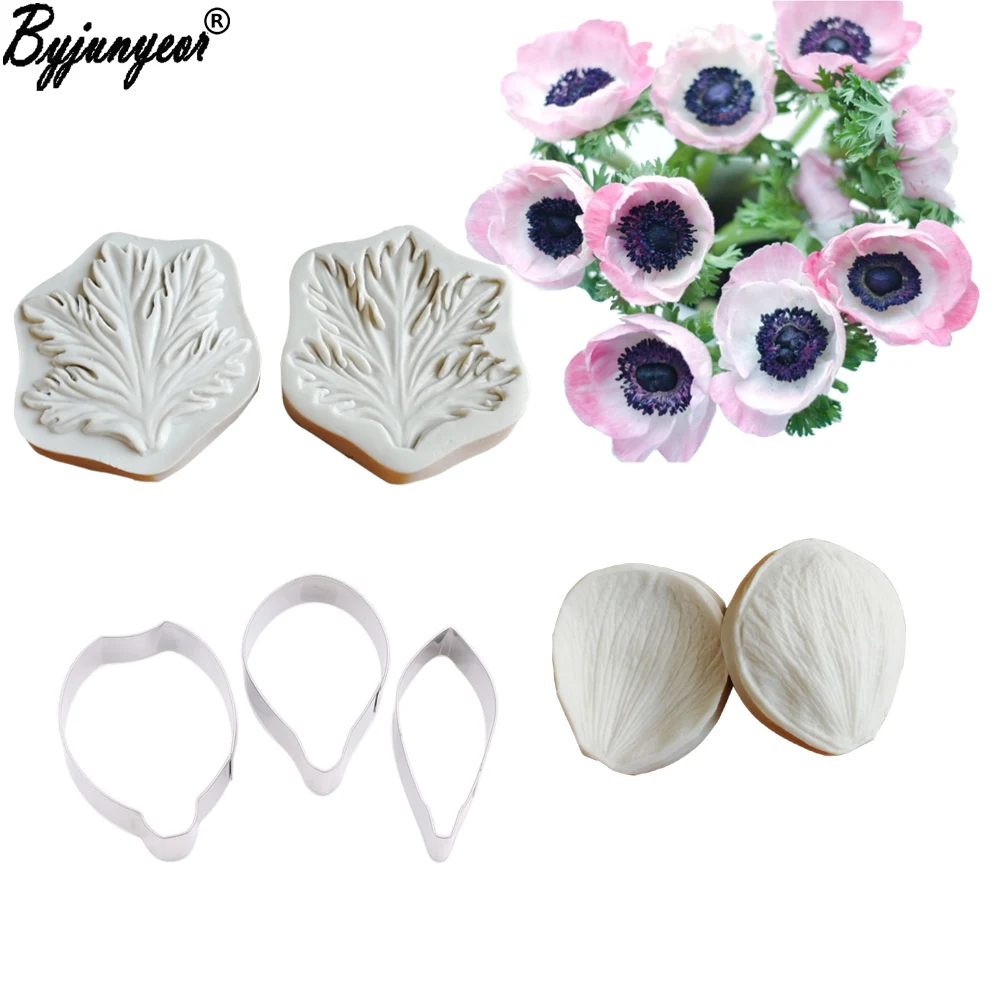 

Anemone Flower Leaf Veiners Silicone Mold Cake Decorating tools Gumpaste Fondant 3D Flowers Wedding Mold CS375