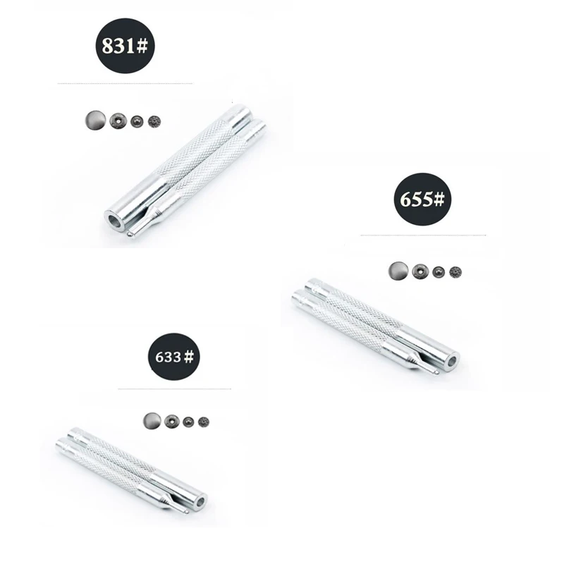 

2Pcs Snap Button Leather Craft Tools Hole Punch Rivet Button Setter Die Base Working Tool Kit DIY Punching Holes 655#633#831