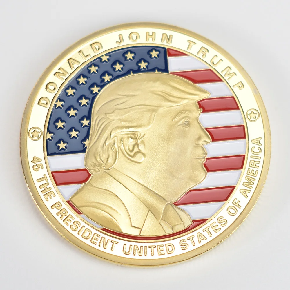 40 мм американский президент памятный значок Дональда Трампа монета позолоченная