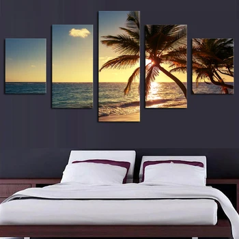 

5 Piece Beach coconut tree Modern Home Diamond Embroidery scenic Mosaics 5d Diy Diamond Painting scenic For Kids Room Decoration