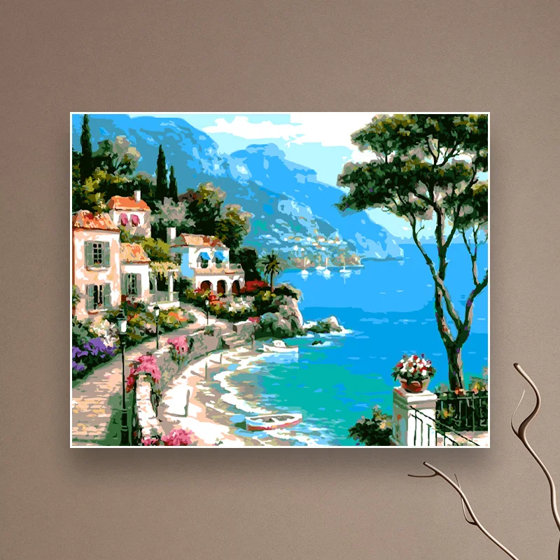 Краска картина по номерам одна деталь морской пейзаж окраска на холсте для гостиной стены Свадебные украшения для взрослых женщин DIY
