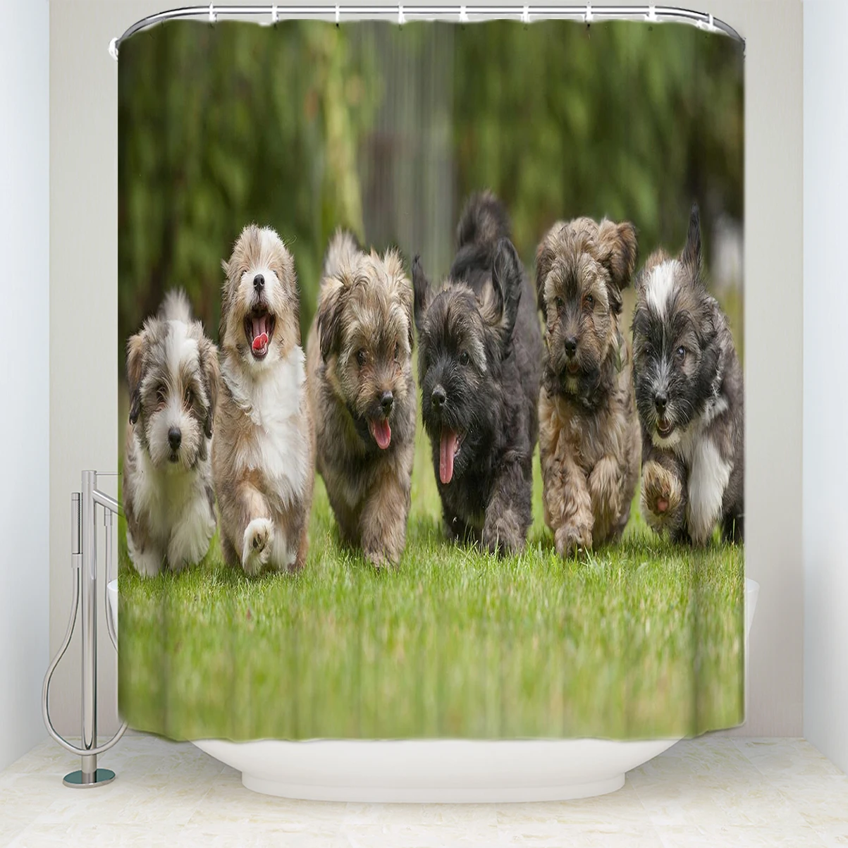 CHARMHOME Fabric Shower Curtain Cute Pets Dogs Personalized Bathroom