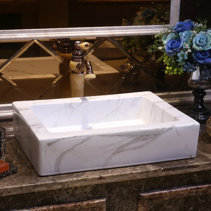 Gray Rectangular Porcelain Art Bathroom Sink Lavabo Washbasin Sink bathroom shampoo sink art wash basin (4)